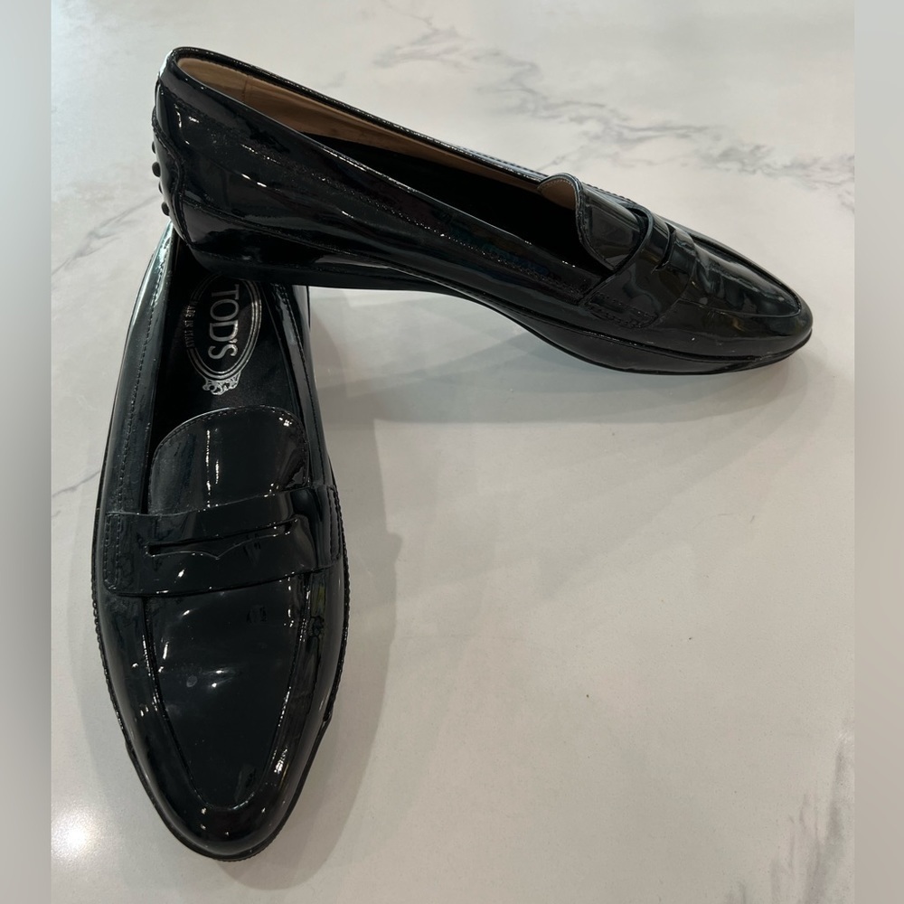 TOD’S black patent gominni leather driving moccasin loafers size 36.5 - Picture 3 of 10